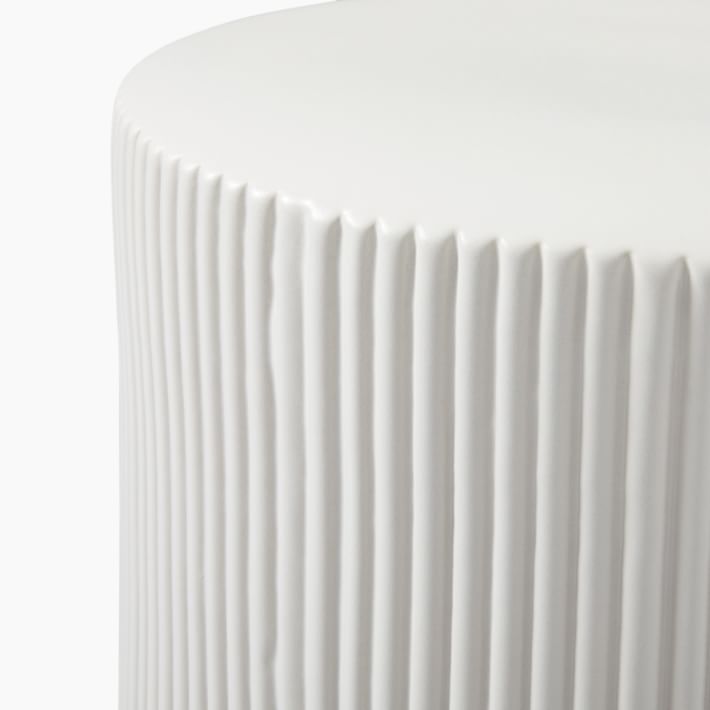 fluted side table white