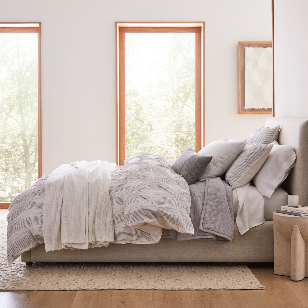 Organic Cotton Striped Pintuck Duvet Cover & Shams West Elm