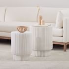 fluted side table white