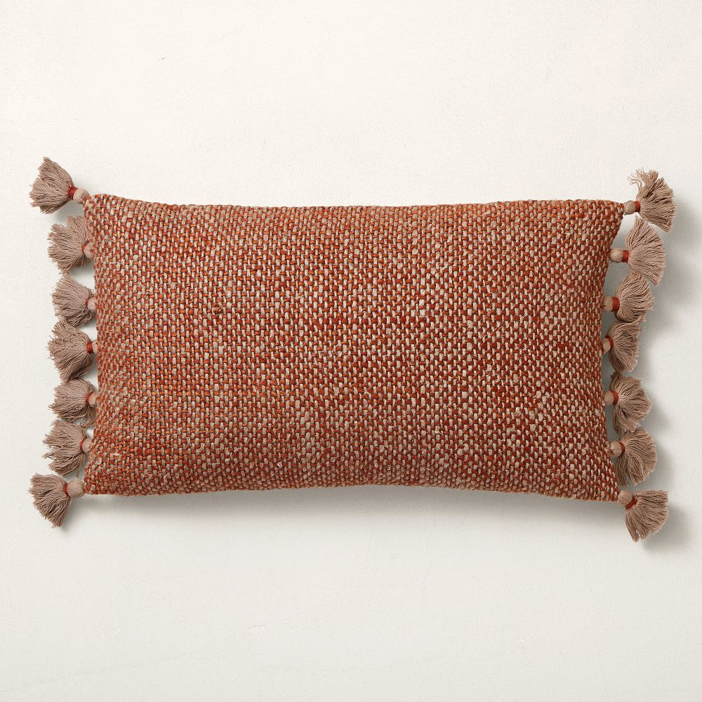 TwoTone Chunky Linen Tassels Pillow Cover West Elm