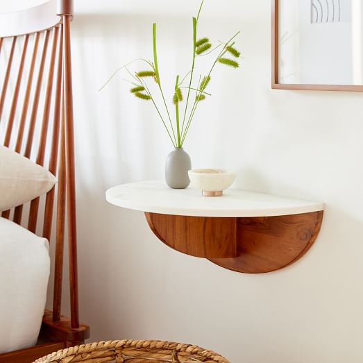 round travertine side table