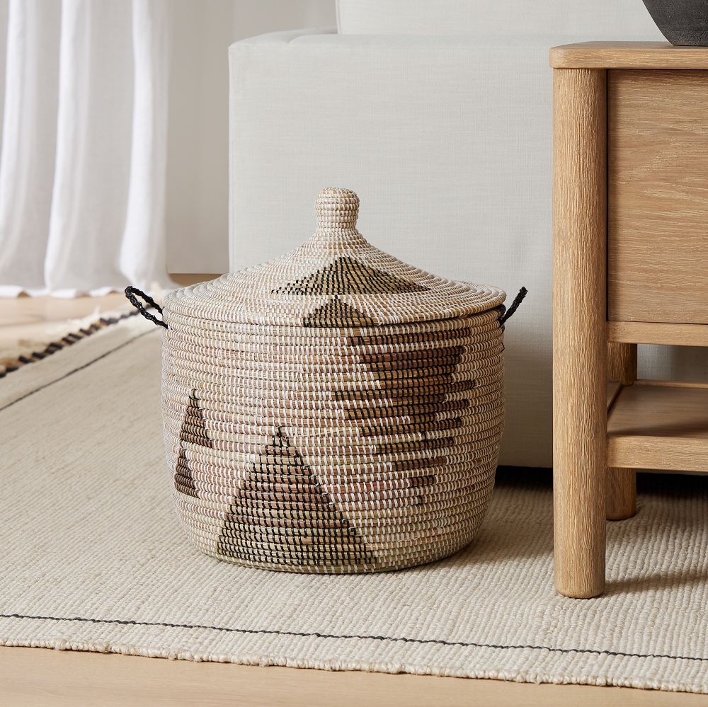 Graphic Millet Lidded Baskets - Black/White | West Elm