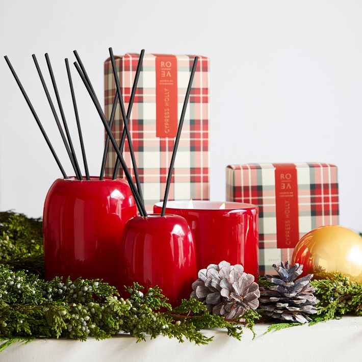 Rove Red Plaid Candle Cypress Holly West Elm