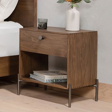 iron and wood nightstand