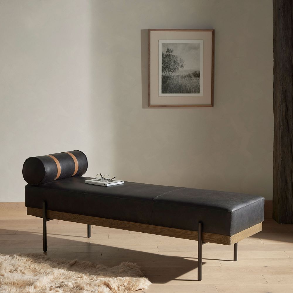 Leather Oak Entryway Bench (65.5") West Elm
