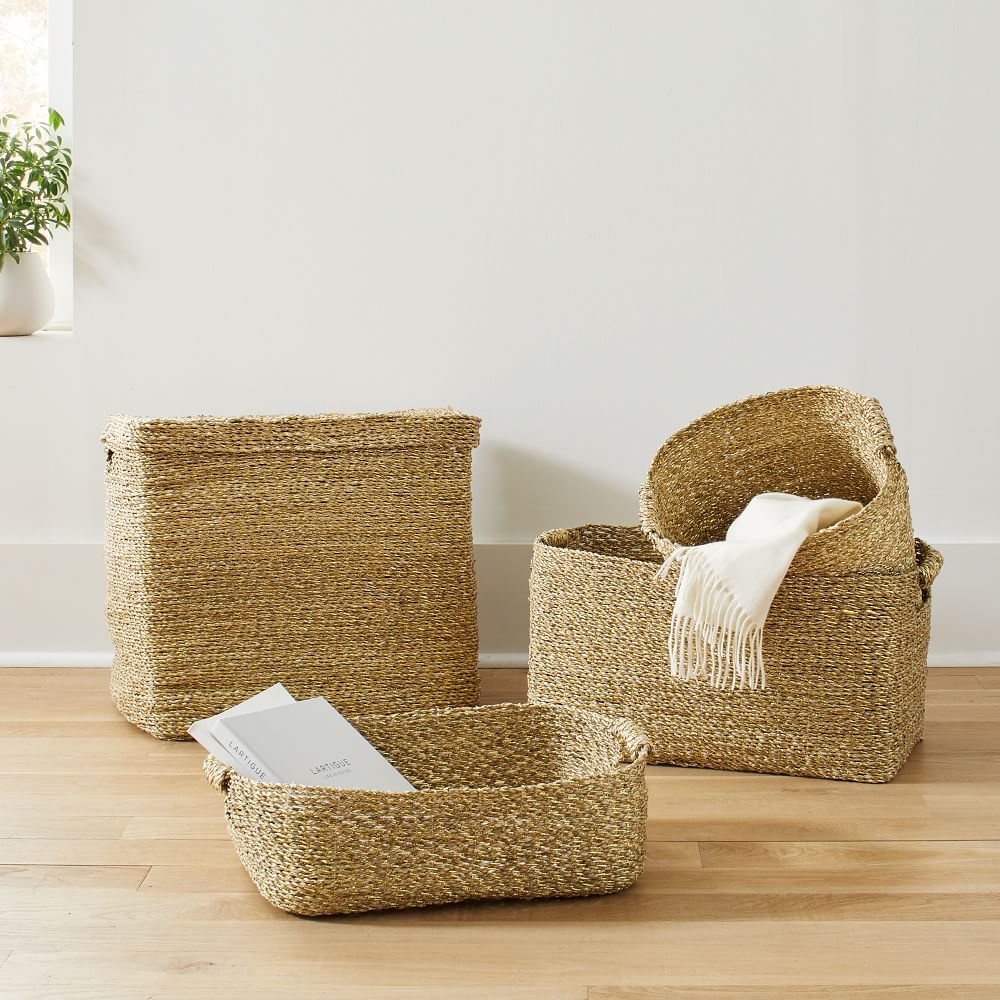 Metallic Woven Baskets West Elm