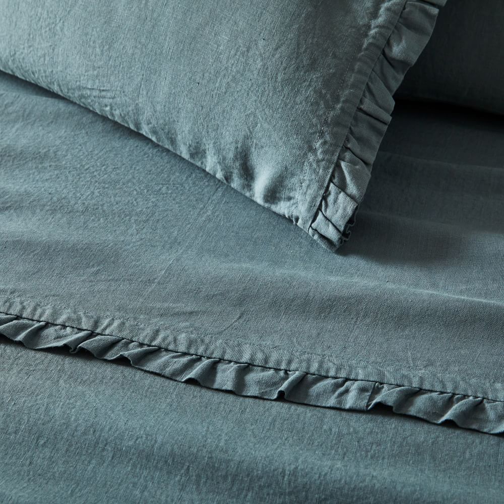 European Flax Linen Ruffle Sheet Set & Pillowcases West Elm