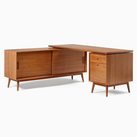 l shaped desk mid century