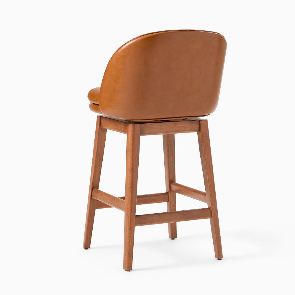 Wayne Leather Armless Swivel Bar & Counter Stools West Elm