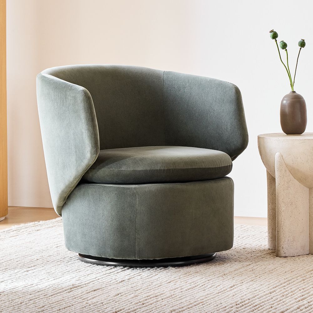 crescent swivel chair west elm