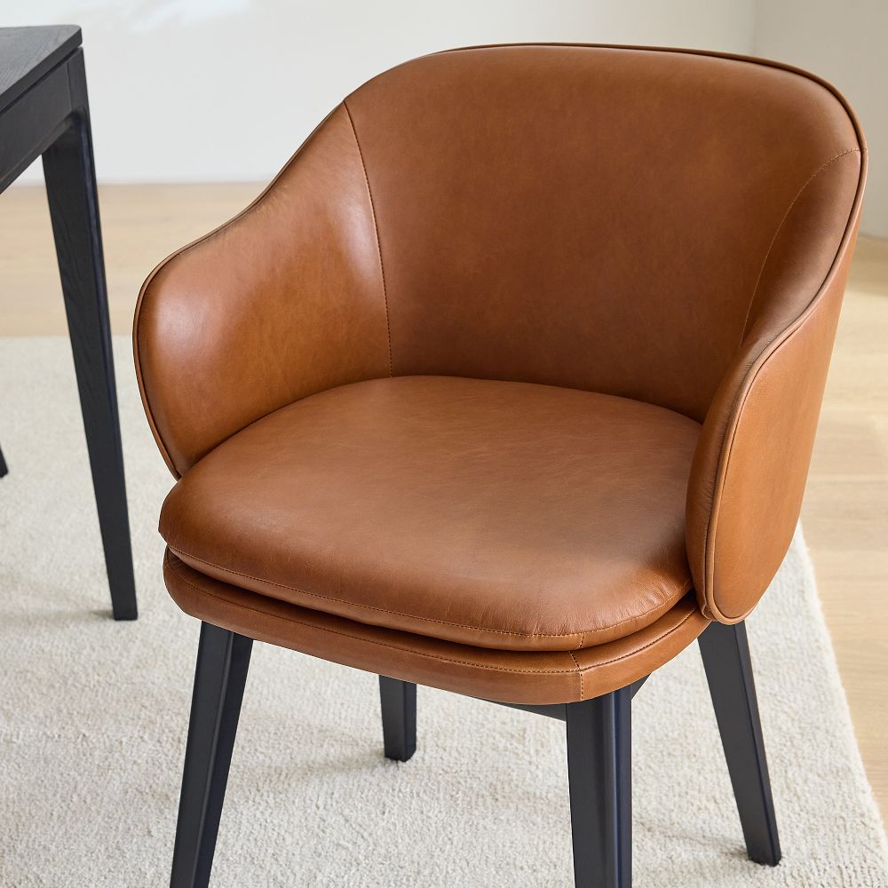 Wayne Leather Arm Dining Chair West Elm