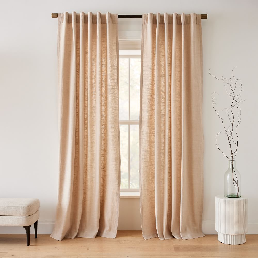 Textured Luxe Linen Curtain Sand West Elm