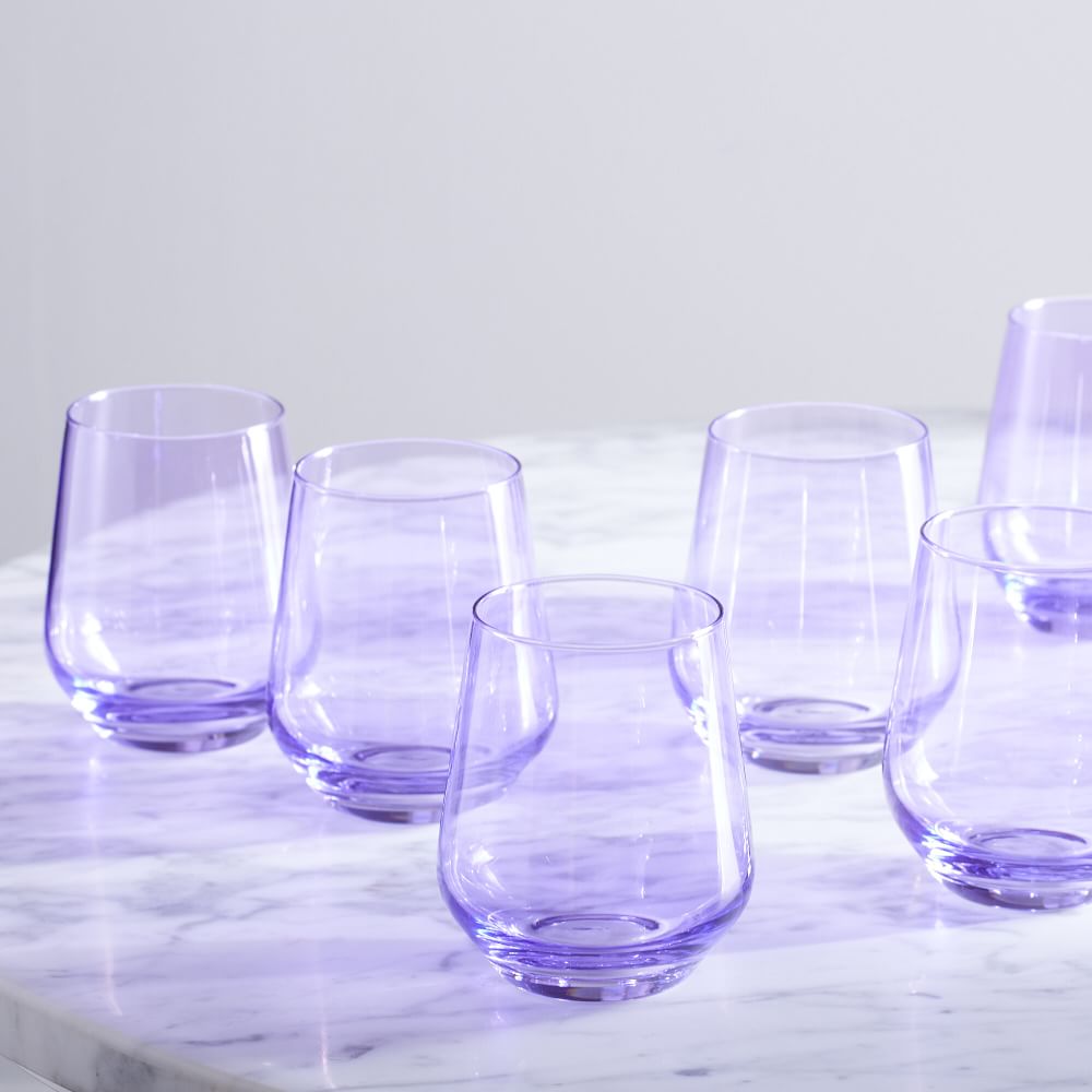 Estelle Colored Glass Stemless Wine Glass Set Of 6 West Elm 