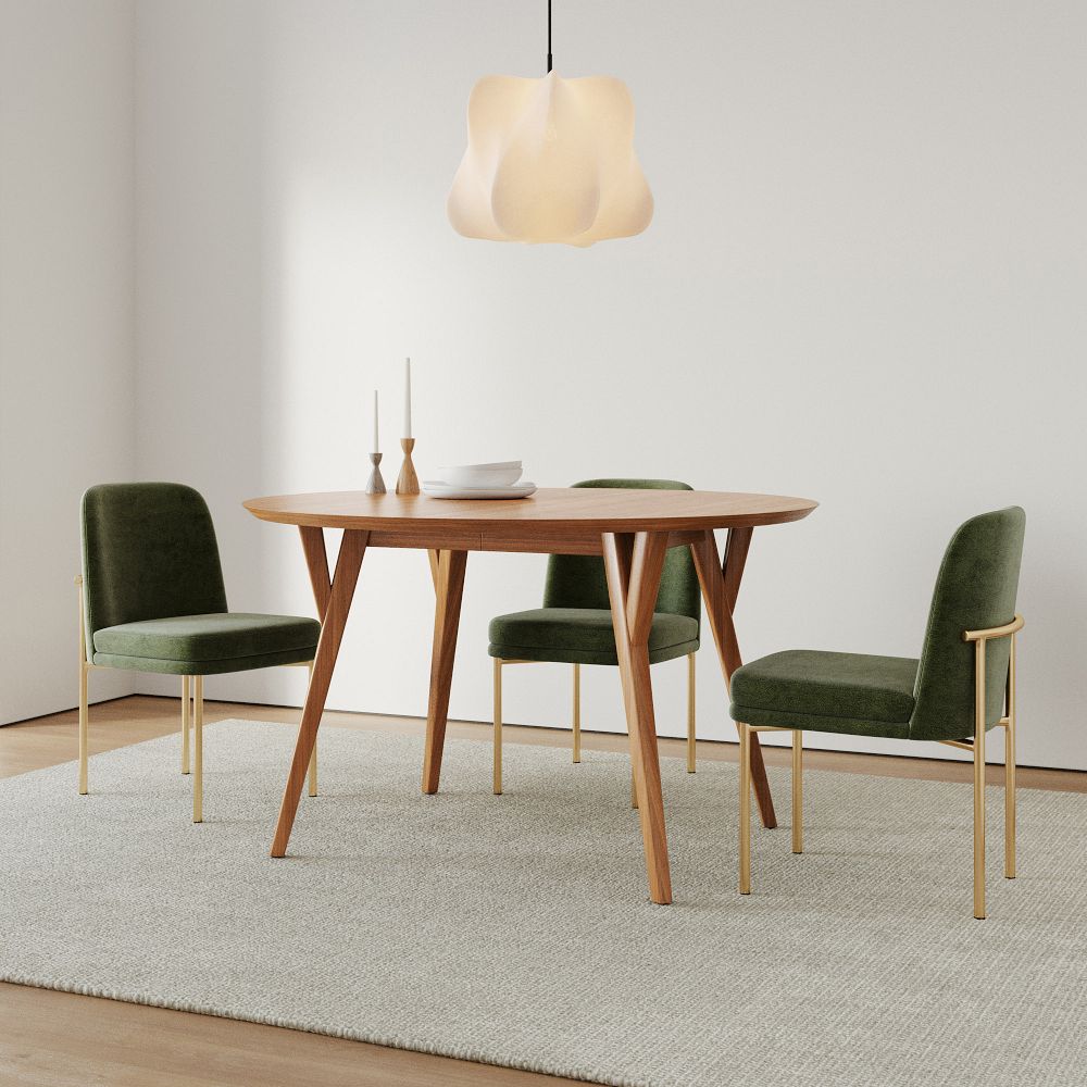 Mid-Century Rounded Expandable Dining Table (42"–80")