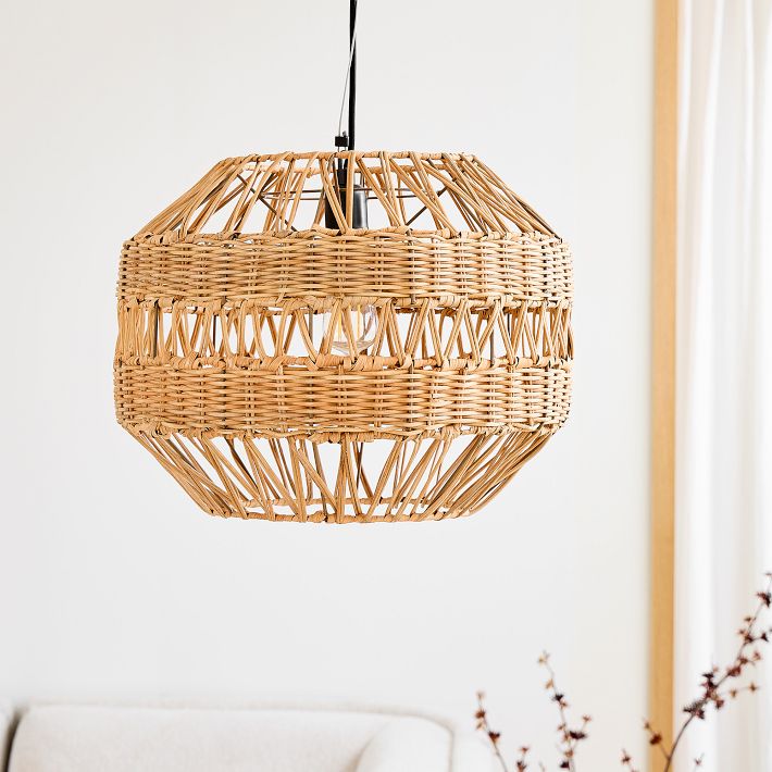 west elm rattan weave pendant