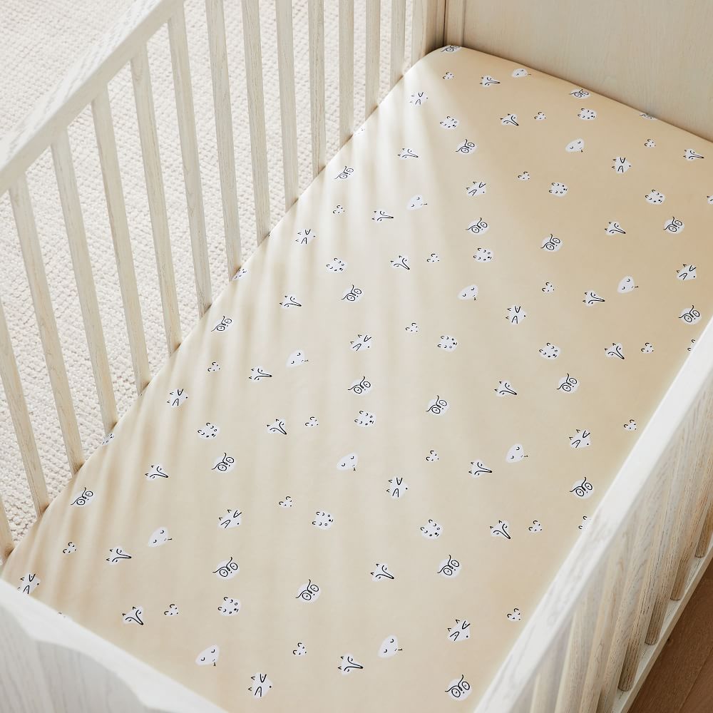 Sarah Sherman Samuel Organic Animal Face Crib Sheet West Elm