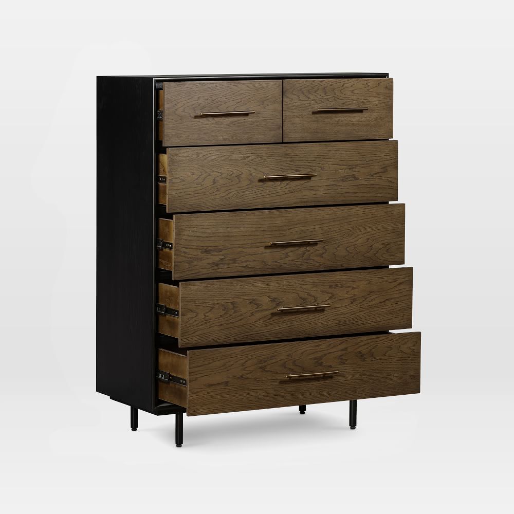 Oak Wood Wrapped Tall 6-Drawer Dresser (36") | West Elm
