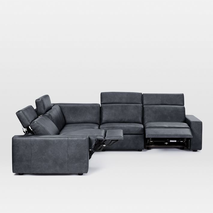 west elm leather reclining sectional