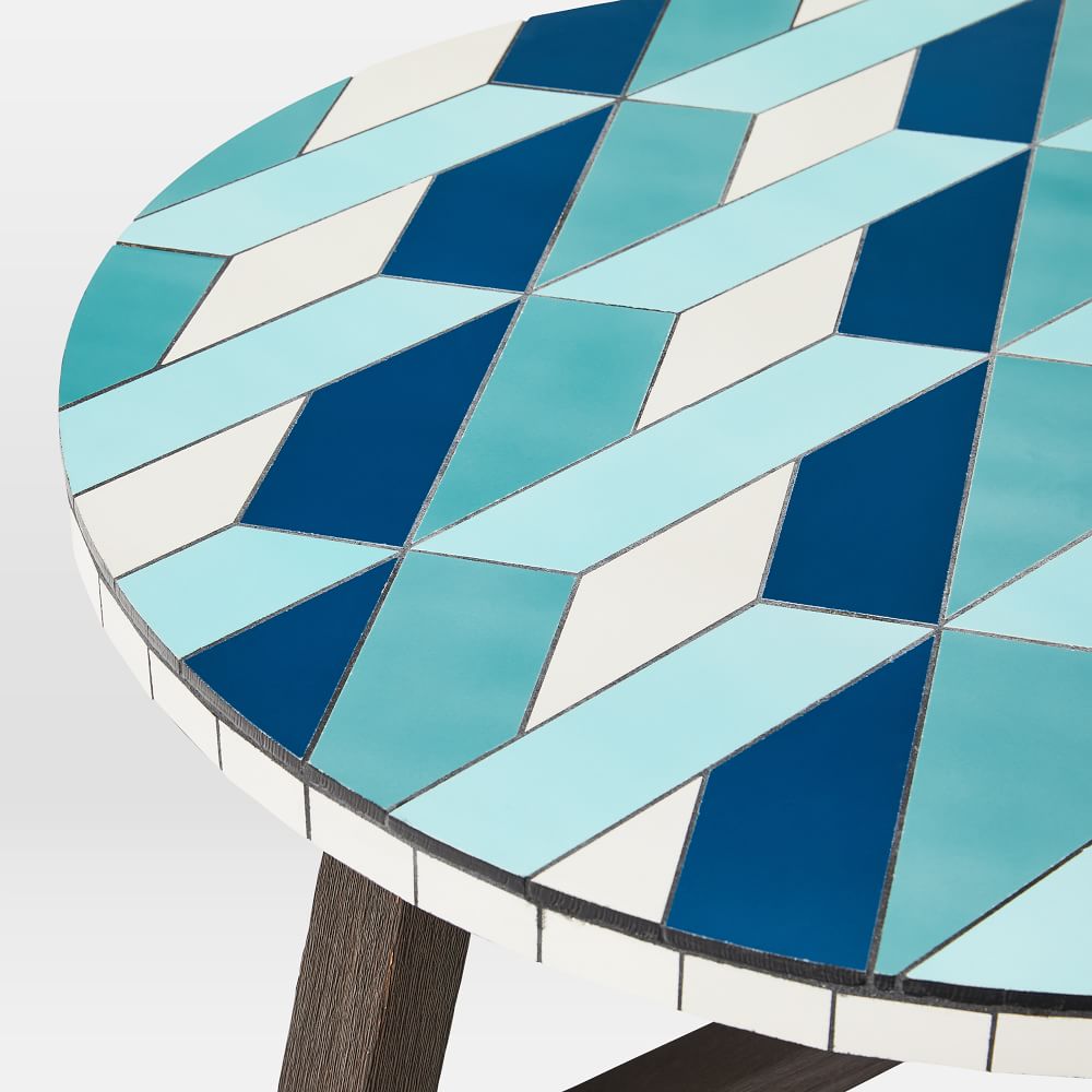 Mosaic Tiled Outdoor Bistro Table 3D Squares West Elm