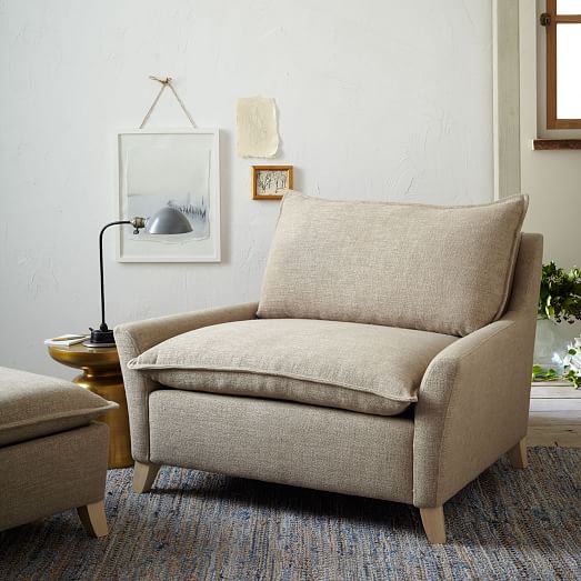 beige wingback chair