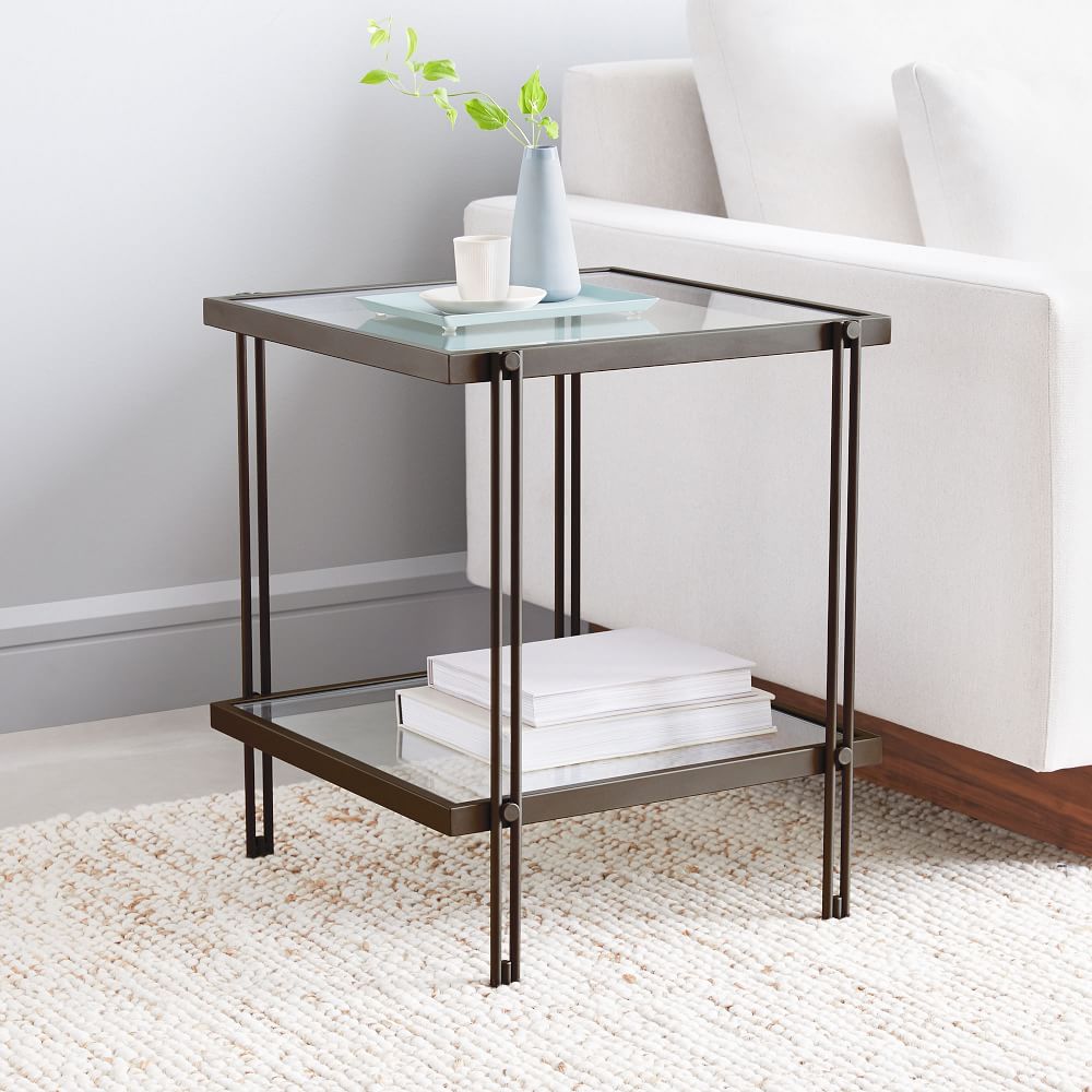 west elm glass end table