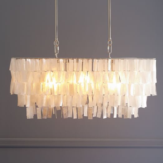 white rectangular chandelier