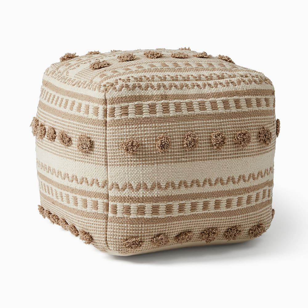 Pom Pom Stripe Pouf West Elm