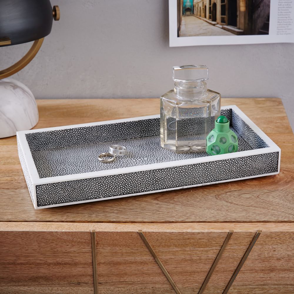 Faux Shagreen Trinket Tray Charcoal, Jewelry Organization West Elm