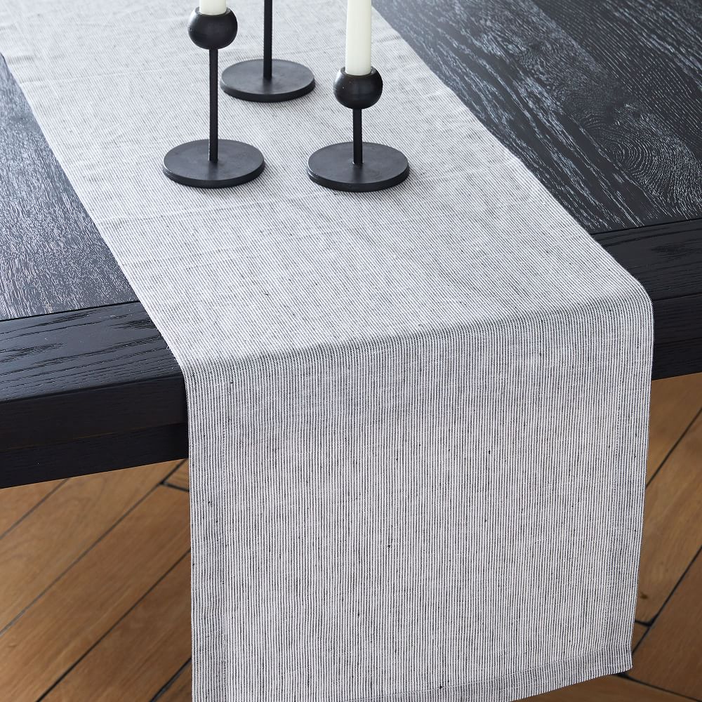 Mini Stripe Linen Table Runner West Elm
