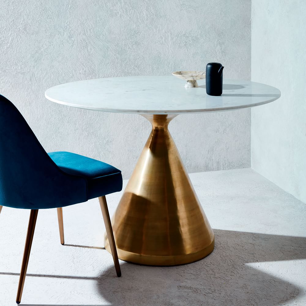 Silhouette Pedestal Marble Round Dining Table (44", 60") West Elm