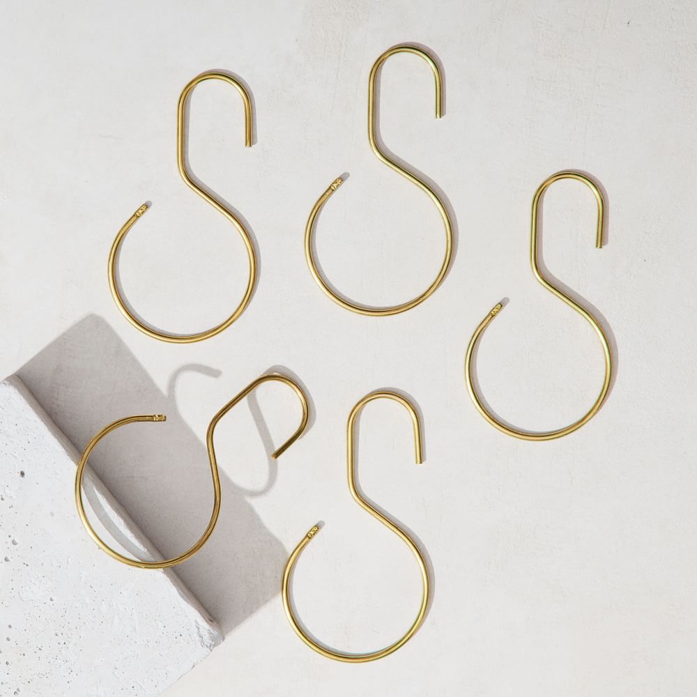 Quiet Town Shower Curtain Rings Brass West Elm