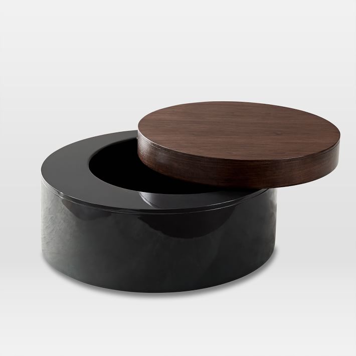 west elm stacked disk storage coffee table