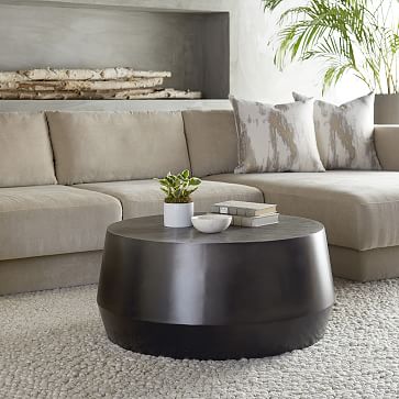 west elm hammered metal coffee table