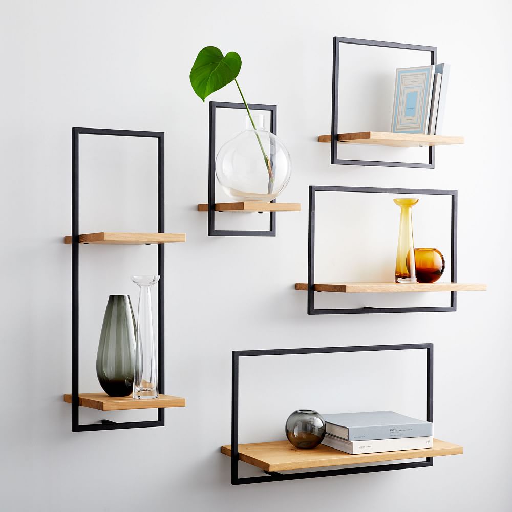 Wall Shelfmate Wood & Metal Wall Shelves Collection Oak/Black West Elm