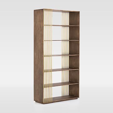 brass and wood bookcase