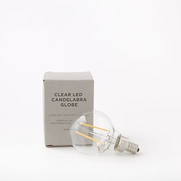 Clear LED Candelabra Bulb, Globe 2W