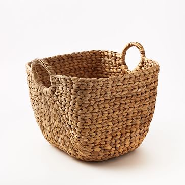 Curved Seagrass Basket, Handle Baskets, Natural, Medium, 12