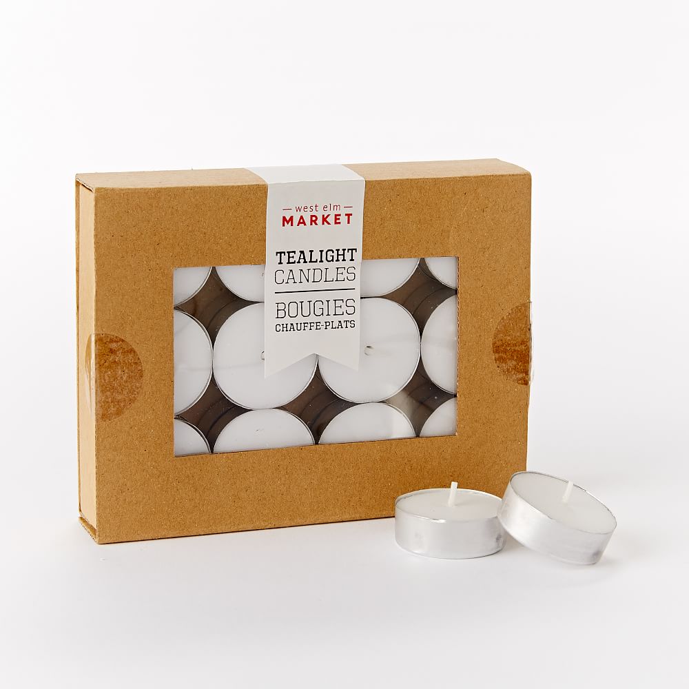 Unscented Wax Tealight Candles (Set of 24) West Elm