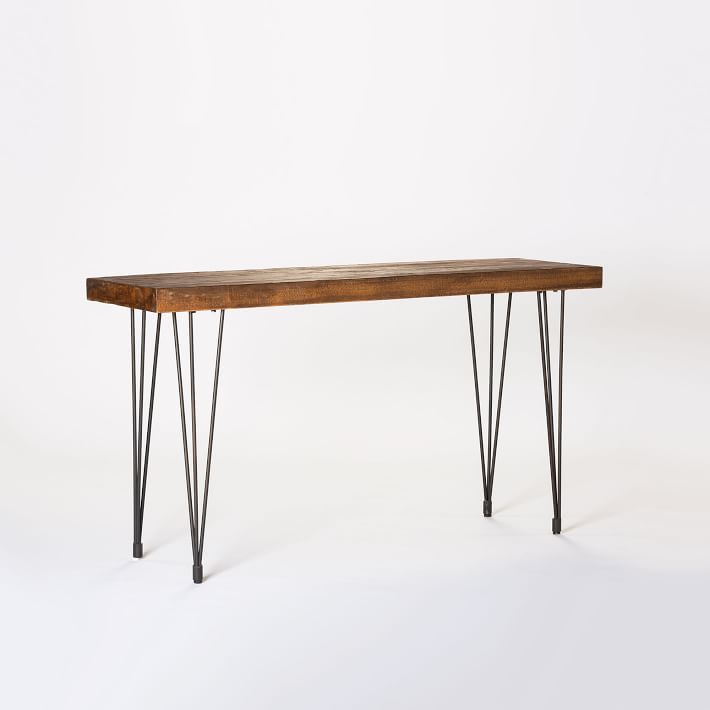 Boneta Rustic Industrial Brown Console Table with Iron Legs