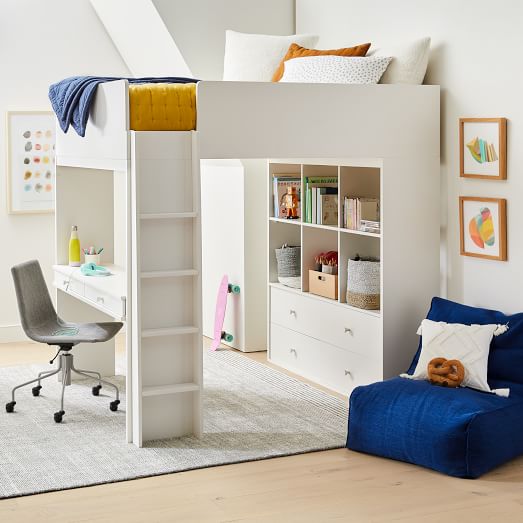 double bunk bed with desk