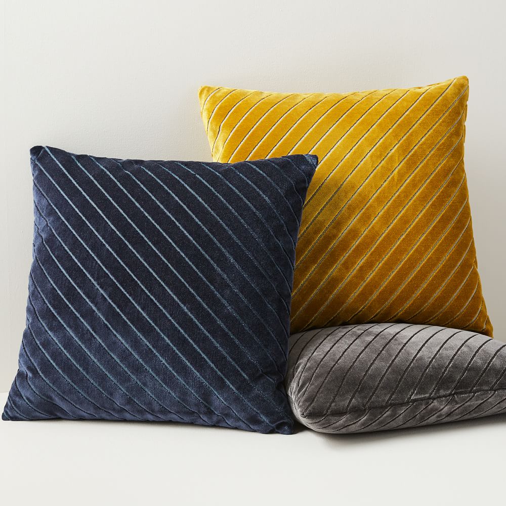 Diagonal Stripe Velvet Pillow Covers West Elm
