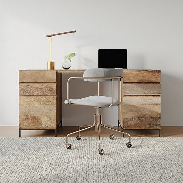 desk with 2 file cabinets