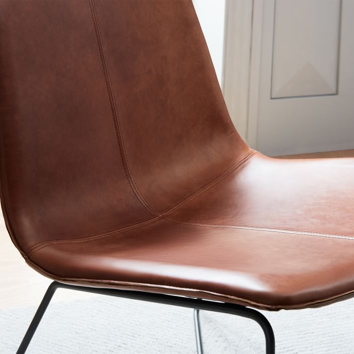 west elm leather slope chair