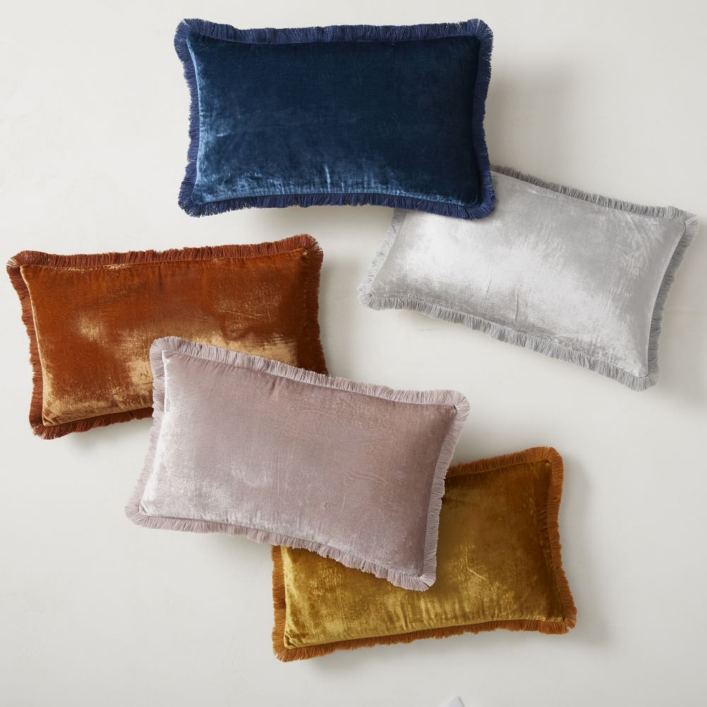 Lush Velvet Fringe Pillow Cover West Elm