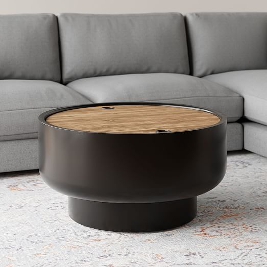 round drum coffee table with storage