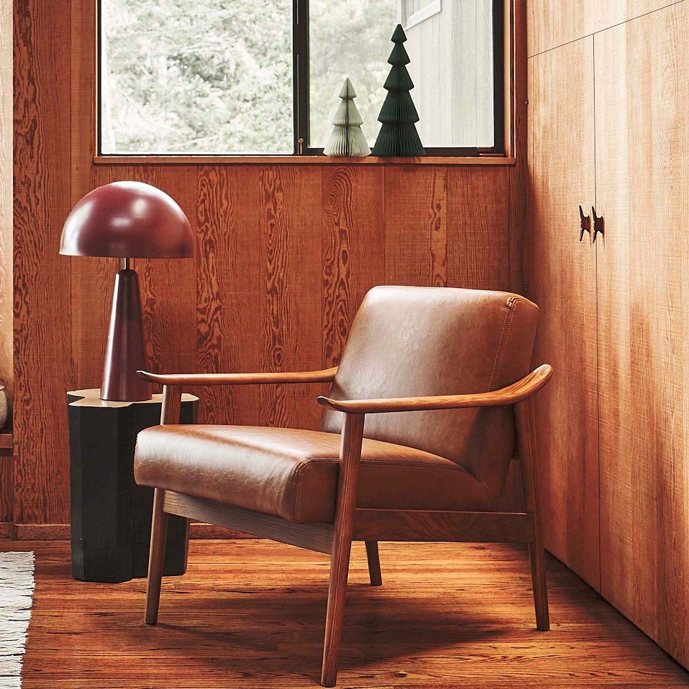 MidCentury Leather Show Wood Chair West Elm