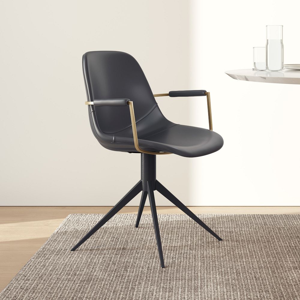 Simple Upholstered Swivel Dining Arm Chair West Elm