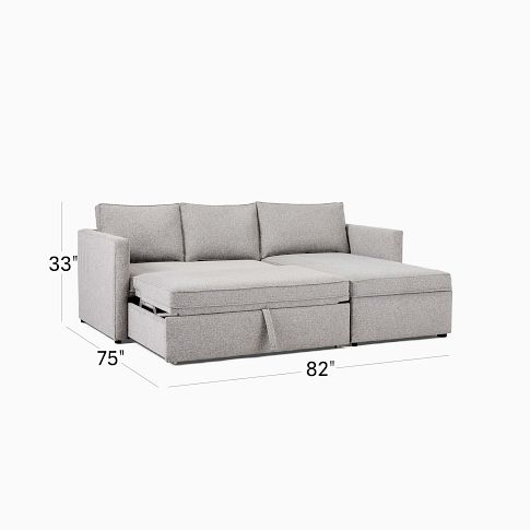 Harris 2 Piece Pop Up Sleeper Sectional With Storage | West Elm