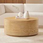 Volume Round Drum Coffee Table - Wood | Modern Living Room Furniture | West Elm