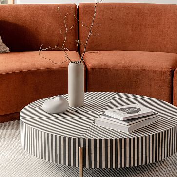 black and white striped coffee table